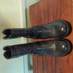 Aquatalia Leather Moto Boots in Black (Size 7)